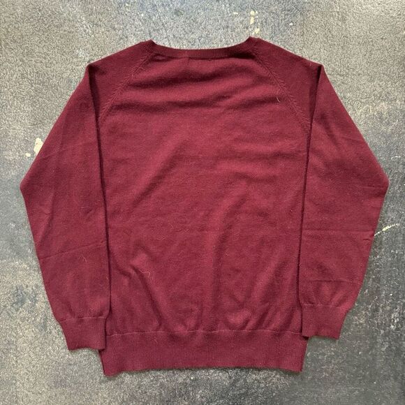 Kallspin Red V-Neck Cashmere Wool Blend Sweater Adult Size Small Preppy Winter - Picture 7 of 8